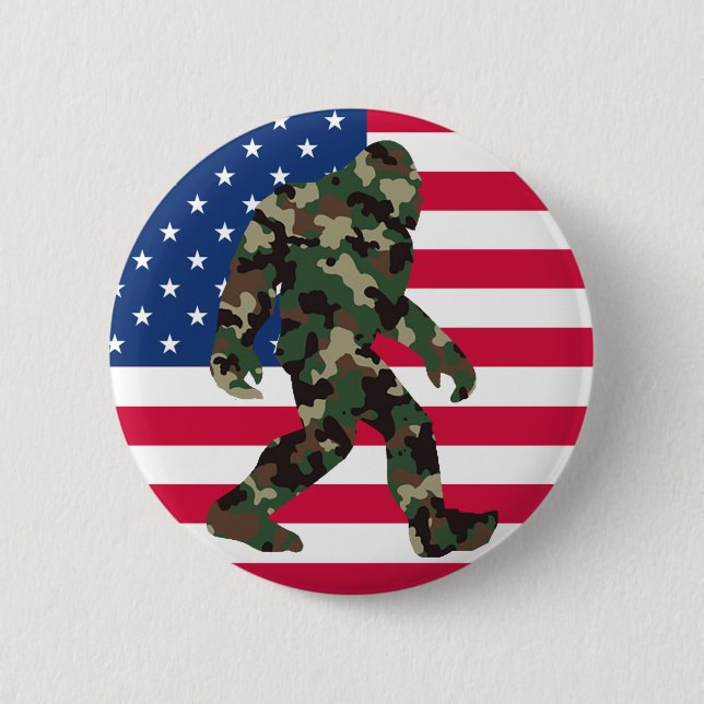 Camouflage Bigfoot Sasquatch Button (Vorderseite)