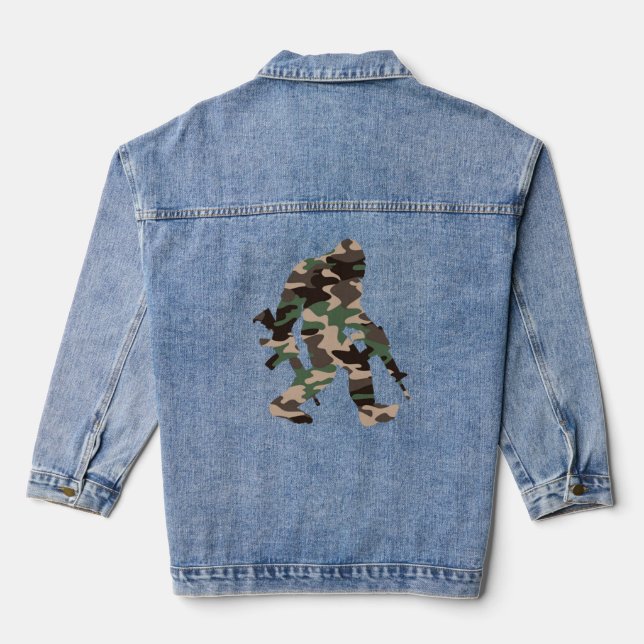 Camouflage Bigfoot Sasquatch Jeansjacke (Rückseite)