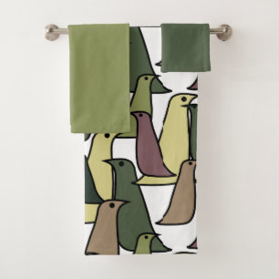 Camouflage Birds Badhandtuch Set