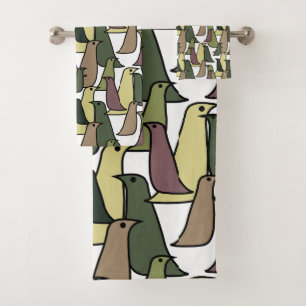 Camouflage Birds Badhandtuch Set