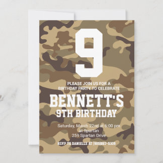 Camouflage Birthday Invite Einladung