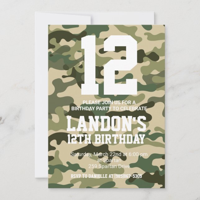 Camouflage Birthday Invite Einladung (Vorderseite)