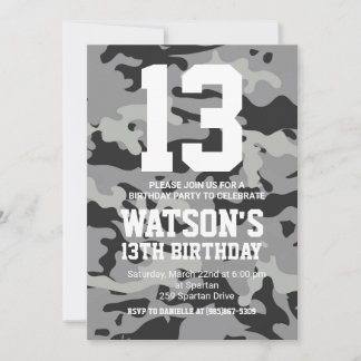 Camouflage Birthday Invite Einladung