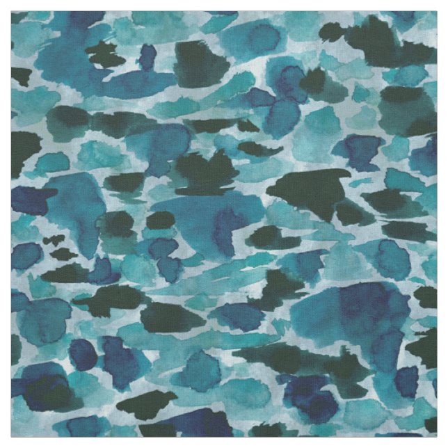 CAMOUFLAGE BLAMO Blauer Wasserfarben Camouflage Stoff (Muster)