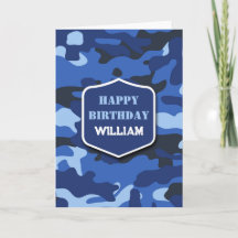 Camouflage Blue Camouflage Army Monogram Birthday