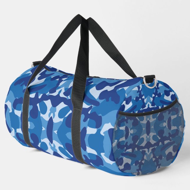 Camouflage Blue Camouflage Army Pattern Monogram Duffle Bag (Rechte Ecke)