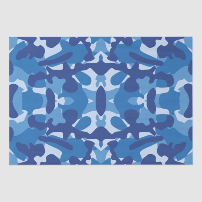 Camouflage Blue Camouflage Army Pattern Monogram Seidenpapier (Vorderseite)