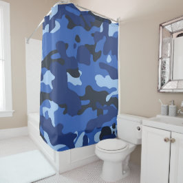 Camouflage Blue Camouflage Pattern Duschvorhang