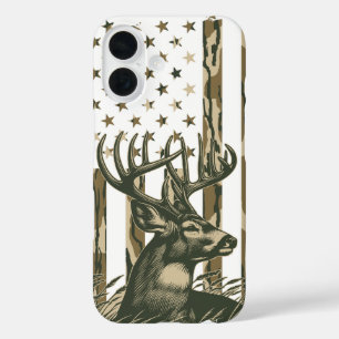 Camouflage Bottomland Amerikanische Flagge Hirschj iPhone 16 Hülle