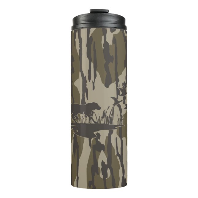 Camouflage Bottomland Hunde und Enten Thermosbecher (Vorderseite)