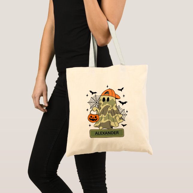 Camouflage Boy Ghost Halloween Trick oder Treat Tragetasche (Vorderseite (Produkt))