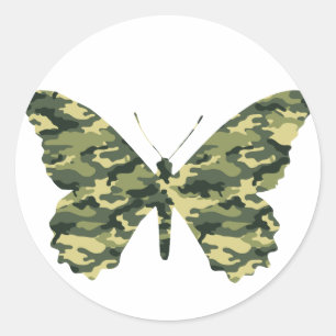 Camouflage Butterfly-Silhouette Runder Aufkleber