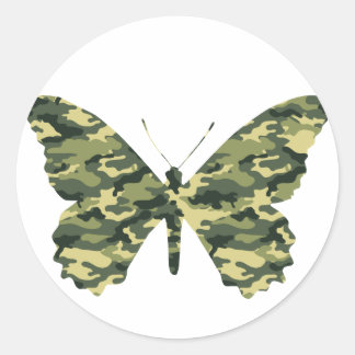 Camouflage Butterfly-Silhouette Runder Aufkleber