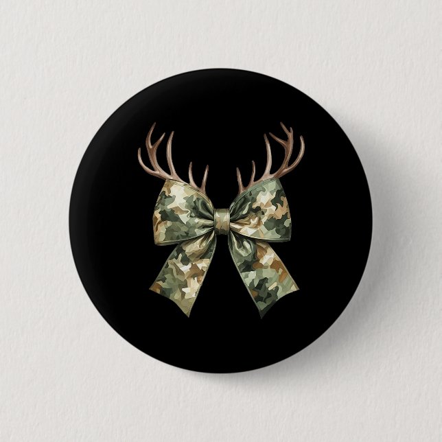 Camouflage Camouflage Coquette Bow Jagd Hirschjäge Button (Vorderseite)