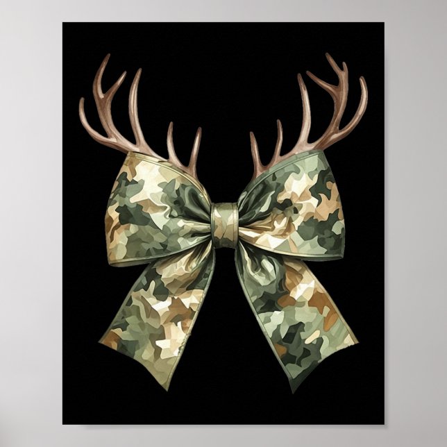 Camouflage Camouflage Coquette Bow Jagd Hirschjäge Poster (Vorne)