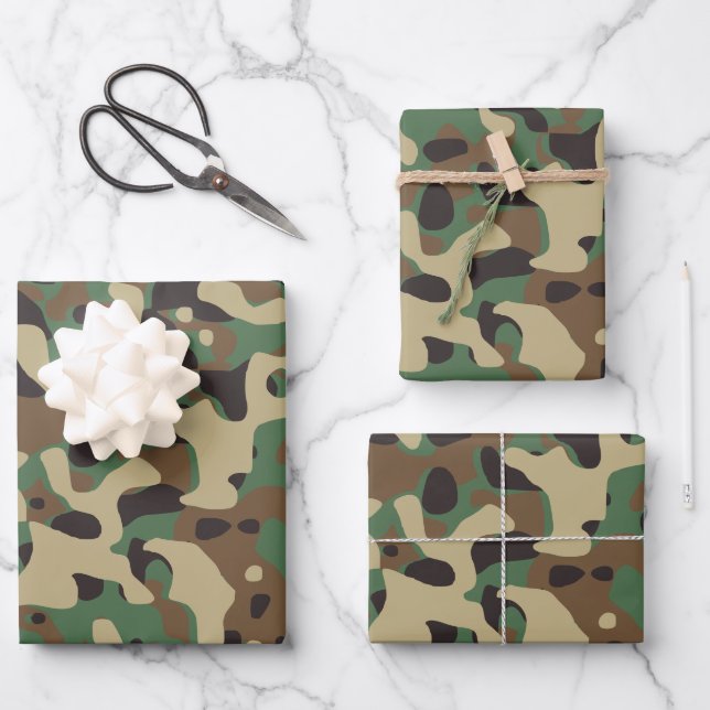 Camouflage Camouflage Green Brown Beige Heer Milit Geschenkpapier Set (Vorderseite)