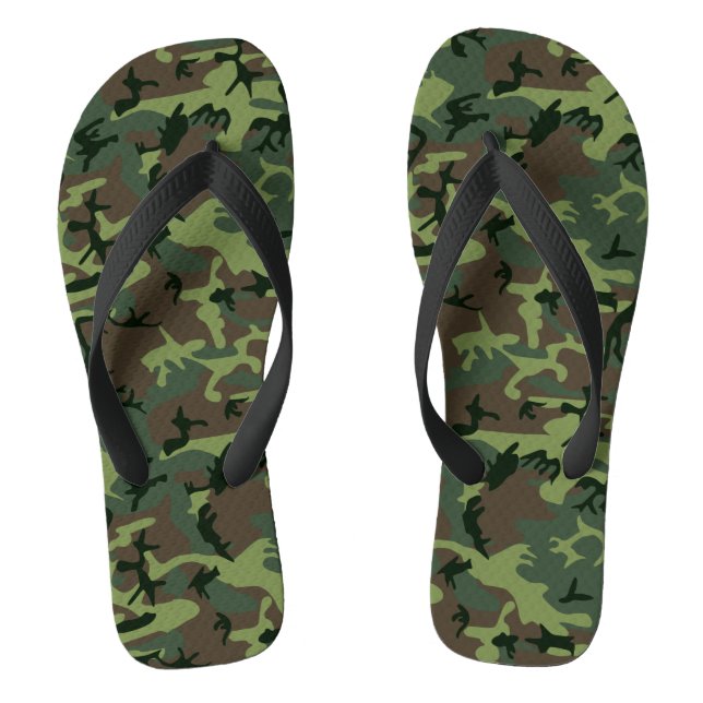 Camouflage Camouflage Grünbraunes Muster Flip Flops (Fußbett)