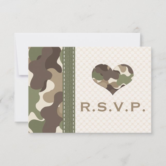 Camouflage Camouflage Heart UAWG Response Cards RSVP Karte (Vorderseite)