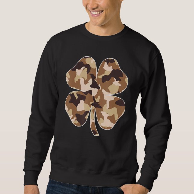 Camouflage Camouflage Irish Kleeblatt Lucky Four L Sweatshirt (Vorderseite)