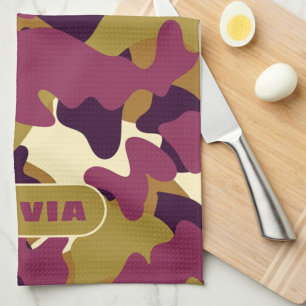 Camouflage Camouflage lila grüne Küchendekoration  Geschirrtuch