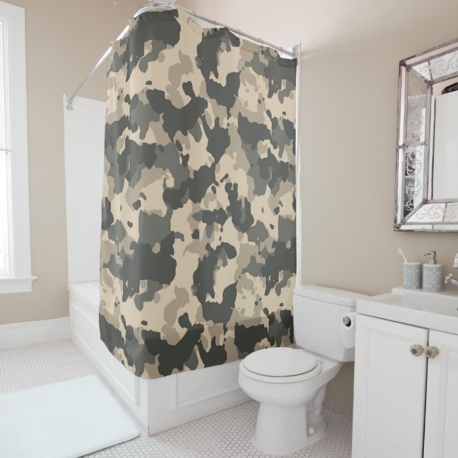 Camouflage Camouflage Tan Green Army Woodland Duschvorhang (Beispiel)
