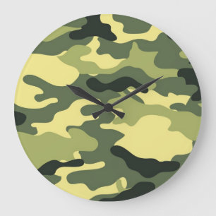 Camouflage Camping Jagd auf Green Camouflage Große Wanduhr