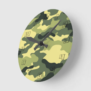 Camouflage Camping Jagd auf Green Camouflage Runde Wanduhr