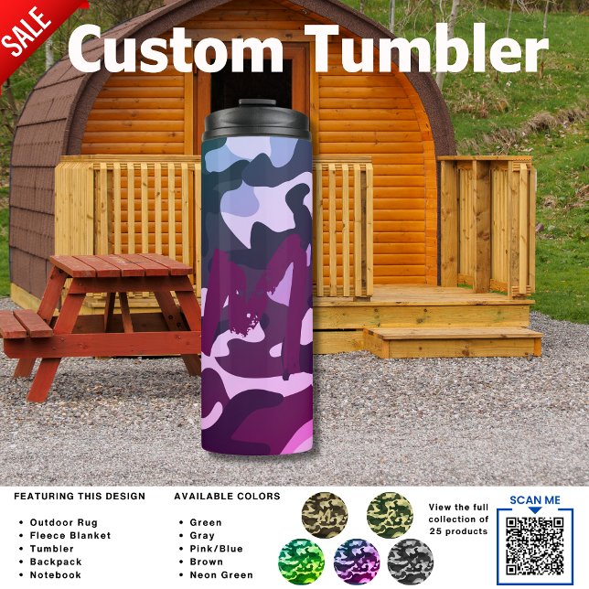 Camouflage Camping PINK Personalisiert Reisen Thermosbecher (Von Creator hochgeladen)