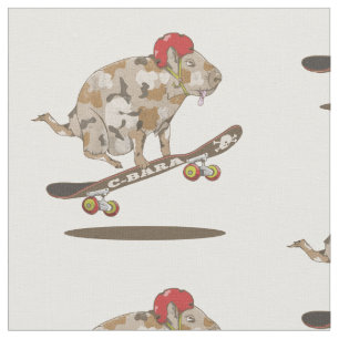 Camouflage Capybara Skateboarding Stoff