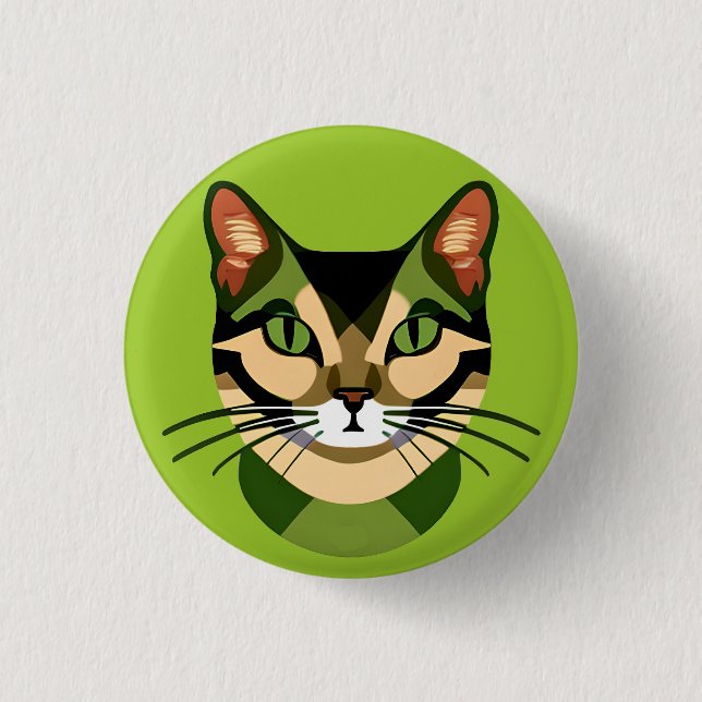 Camouflage Cat Portrait Button (Vorderseite)