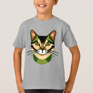 Camouflage Cat Portrait Kid's T-Shirt