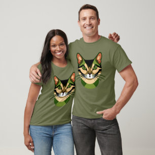 Camouflage Cat Portrait T-Shirt