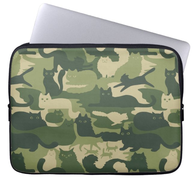 Camouflage Cats Pattern Army Green Kitats Camoufla Laptopschutzhülle (Vorderseite)