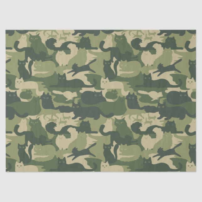 Camouflage Cats Pattern Army Green Kitats Camoufla Seidenpapier (Vorderseite)