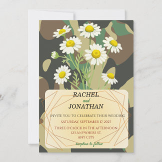 Camouflage & Chamomile Wedding Invitation Einladung