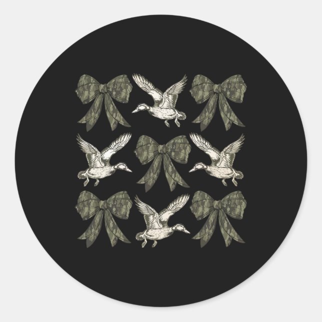 Camouflage Coquette Bow Duck Hunt Duck Jagd Frauen Runder Aufkleber (Vorderseite)