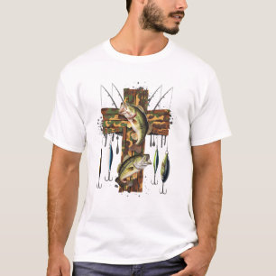 Camouflage Cross Fischen Christliche Fischerei der T-Shirt