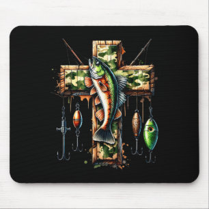 Camouflage Cross Fishing Faith Christlich Fisherma Mousepad