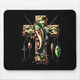 Camouflage Cross Fishing Faith Christlich Fisherma Mousepad