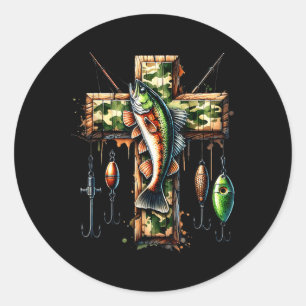 Camouflage Cross Fishing Faith Christlich Fisherma Runder Aufkleber