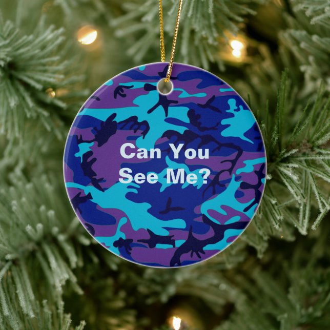 Camouflage Dark Blue & Lila Pattern Funny Zitat Keramik Ornament (Baum)