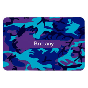 Camouflage Dark Blue und Lila Muster Name Magnet