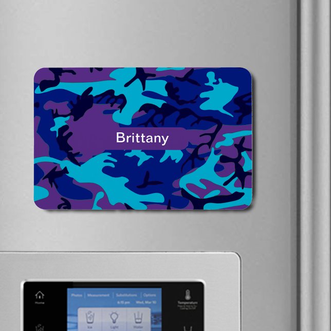 Camouflage Dark Blue und Lila Muster Name Magnet (Camouflage Dark Blue & Purple Pattern Add Name Magnet)