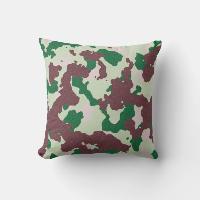 Camouflage Dark Brown Green Throw Kissen (Vorderseite)