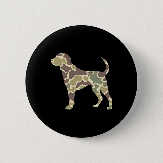 Camouflage der Alten Schule Jagd Hund Button (Vorderseite)
