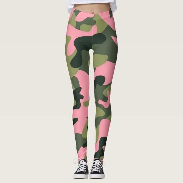 Camouflage der grünen und rosa Armee Leggings (Vorderseite)