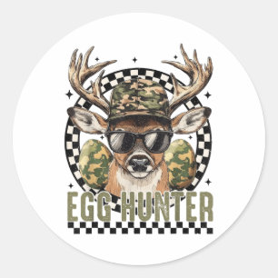 Camouflage der Ostereier Jäger Hirsche Jäger Männe Runder Aufkleber
