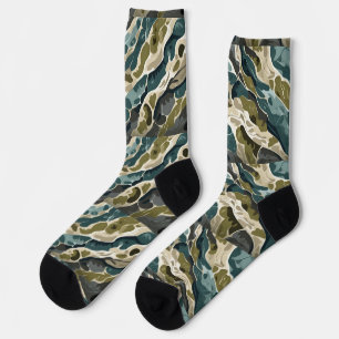 Camouflage-Design in Grüntöne und Beige Socken