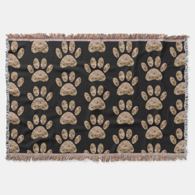 Camouflage Dog Paw Druckmuster Decke (Vorderseite)