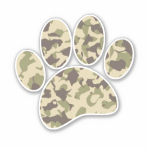 Camouflage Dog Paw Print Aufkleber